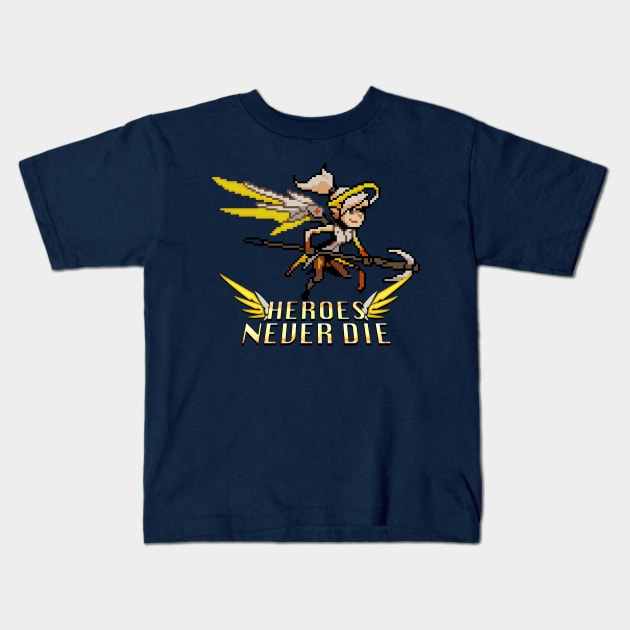 Overwatch - 16-Bit Mercy Quote Kids T-Shirt by wyckedguitarist